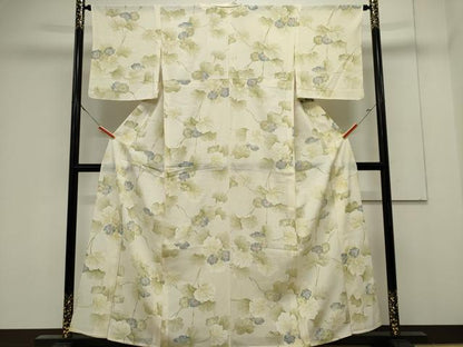 平和屋着物＊夏物　小紋　絽　手描き　草花文　正絹　逸品　CABK0884ou