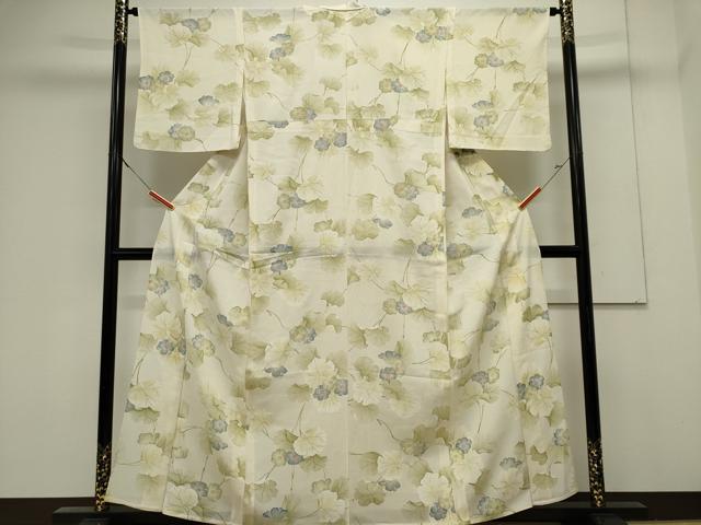 平和屋着物＊夏物　小紋　絽　手描き　草花文　正絹　逸品　CABK0884ou