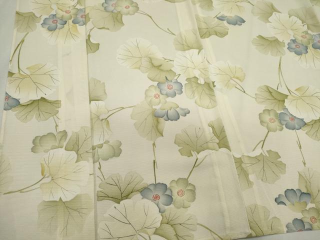 平和屋着物＊夏物　小紋　絽　手描き　草花文　正絹　逸品　CABK0884ou