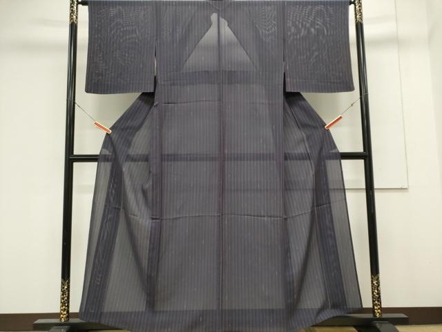 平和屋着物＊夏物　小紋　絽　縞　正絹　逸品　CABK0886ou