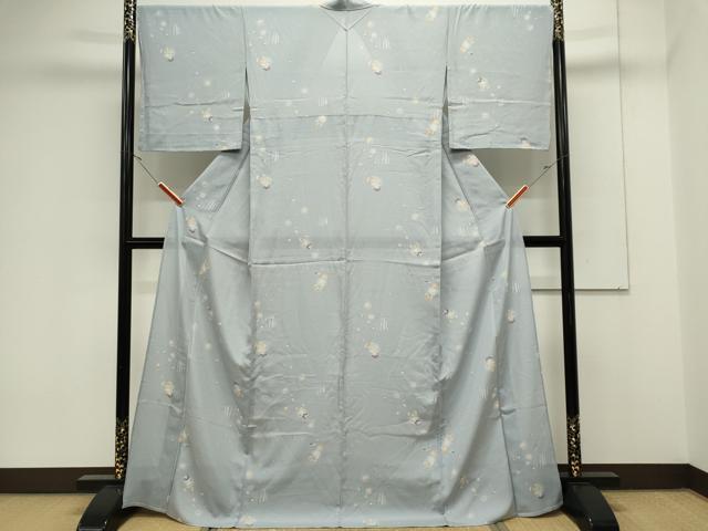 平和屋着物＊夏物　小紋　絽　花蝶文　蛍暈し　正絹　逸品　CABK0888ou