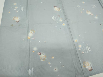 平和屋着物＊夏物　小紋　絽　花蝶文　蛍暈し　正絹　逸品　CABK0888ou