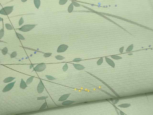 平和屋着物＊夏物　訪問着　絽　手描き　舞蝶草木文　銀彩　正絹　逸品　CABK0891ou