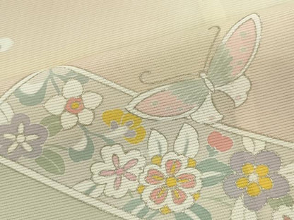平和屋着物＊夏物　訪問着　絽　花蝶文　暈し染め　銀彩　正絹　逸品　CABK0892ou