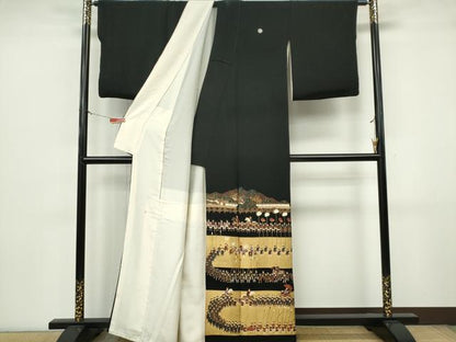 平和屋着物■豪華黒留袖　作家物　大名行列　金彩　正絹　逸品　CABK0896ou