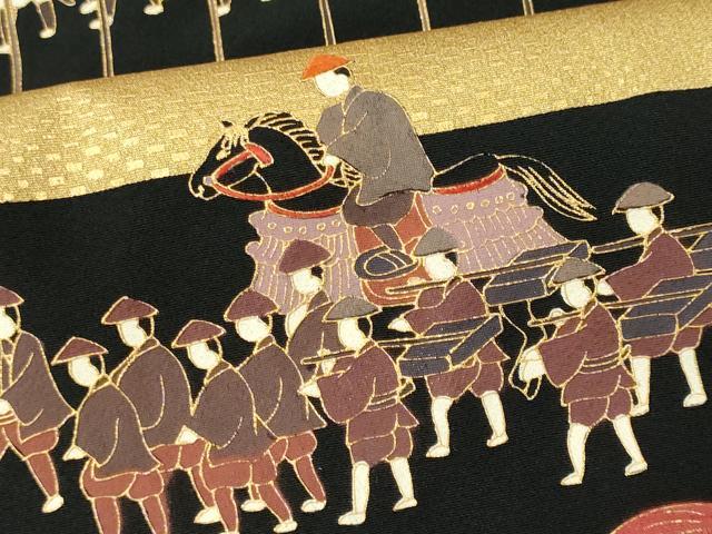 平和屋着物■豪華黒留袖　作家物　大名行列　金彩　正絹　逸品　CABK0896ou