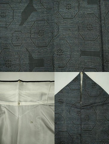 平和屋着物■本場大島紬　幾何学文　三越扱い　正絹　逸品　CABK0903ou