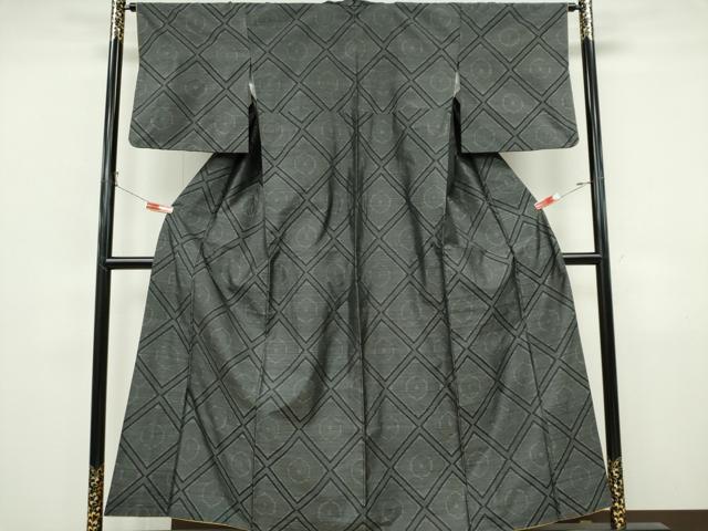 平和屋着物■本場大島紬　格子柄　正絹　逸品　CABK0905ou