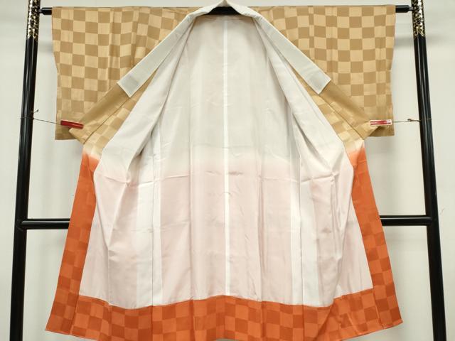平和屋着物■長襦袢　袷　市松文様　暈し染め　正絹　逸品　CABK0907ou