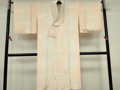 平和屋着物■長襦袢　袷　舞桜地紋　暈し染め　正絹　逸品　CABK0913ou