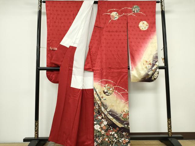 平和屋着物■豪華振袖　駒刺繍　雪輪舞蝶花鳥文　暈し染め　金銀彩　正絹　逸品　CABK0915ou