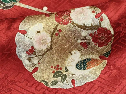 平和屋着物■豪華振袖　駒刺繍　雪輪舞蝶花鳥文　暈し染め　金銀彩　正絹　逸品　CABK0915ou