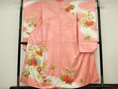 平和屋着物■豪華振袖　刺繍　檜扇花文　暈し染め　金銀糸　正絹　逸品　CABK0917ou