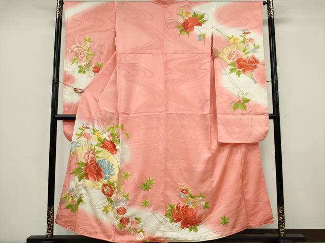 平和屋着物■豪華振袖　刺繍　檜扇花文　暈し染め　金銀糸　正絹　逸品　CABK0917ou