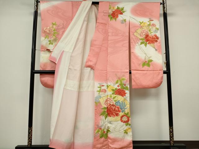 平和屋着物■豪華振袖　刺繍　檜扇花文　暈し染め　金銀糸　正絹　逸品　CABK0917ou