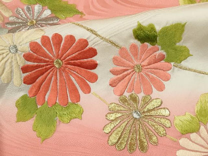 平和屋着物■豪華振袖　刺繍　檜扇花文　暈し染め　金銀糸　正絹　逸品　CABK0917ou