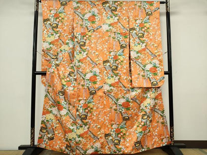 平和屋着物■豪華振袖　楽器花文　正絹　逸品　CABK0918ou