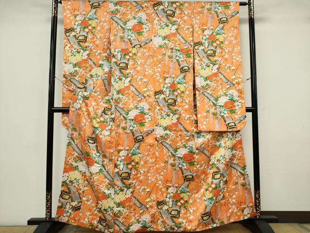 平和屋着物■豪華振袖　楽器花文　正絹　逸品　CABK0918ou