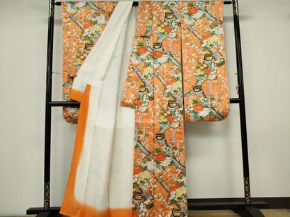 平和屋着物■豪華振袖　楽器花文　正絹　逸品　CABK0918ou