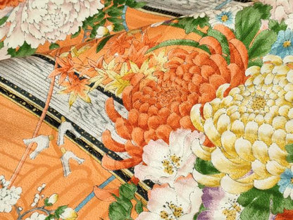 平和屋着物■豪華振袖　楽器花文　正絹　逸品　CABK0918ou