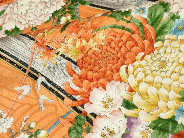 平和屋着物■豪華振袖　楽器花文　正絹　逸品　CABK0918ou