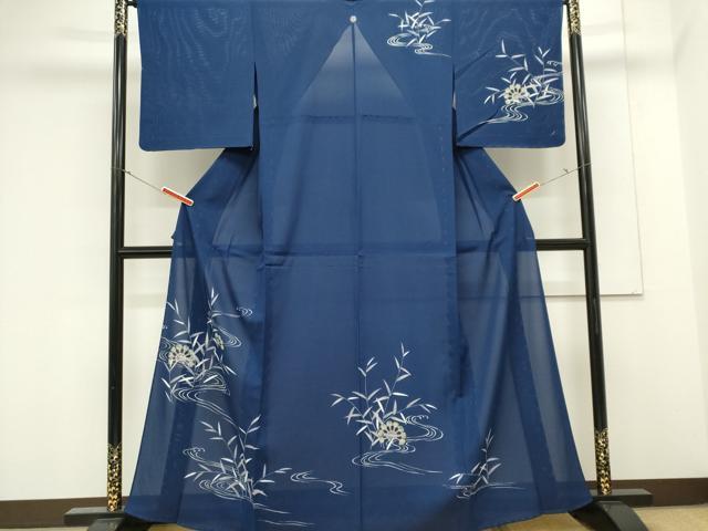 平和屋着物＊夏物　訪問着　絽　流水笹の葉文　正絹　逸品　CABK0922ou