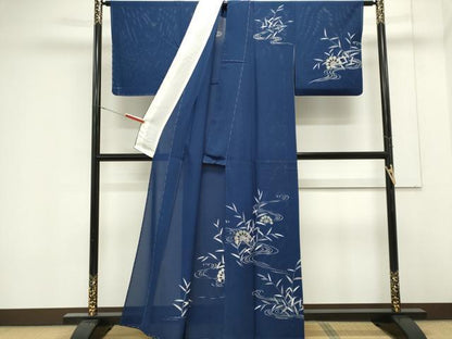 平和屋着物＊夏物　訪問着　絽　流水笹の葉文　正絹　逸品　CABK0922ou