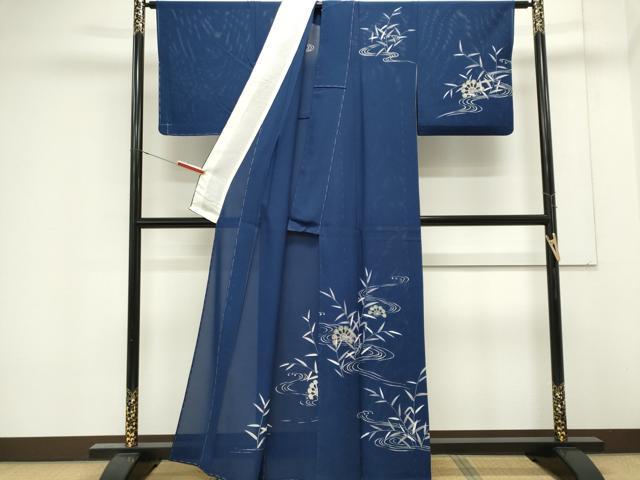 平和屋着物＊夏物　訪問着　絽　流水笹の葉文　正絹　逸品　CABK0922ou