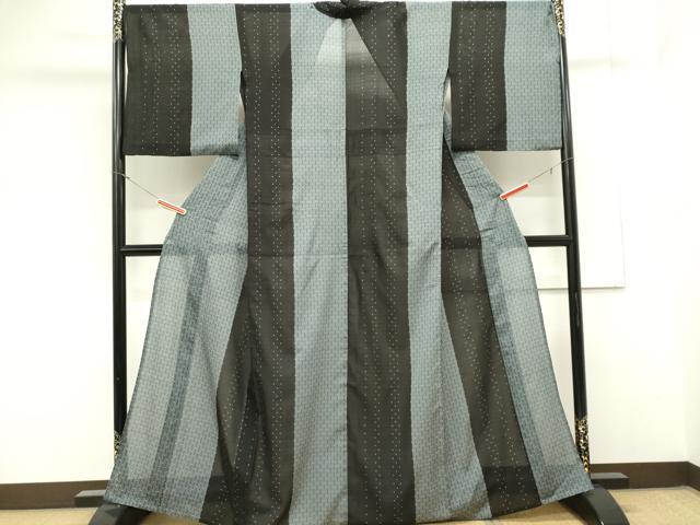 平和屋着物＊夏物　紗紬　間道　正絹　逸品　CABK0923ou