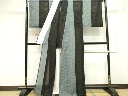 平和屋着物＊夏物　紗紬　間道　正絹　逸品　CABK0923ou