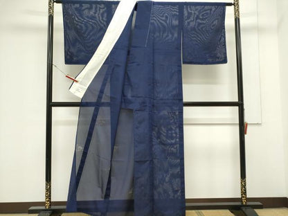 平和屋着物＊夏物　色無地　縦絽　扇面花紋紗　深縹色　やまと誂製　正絹　逸品　未使用　CABK0924ou