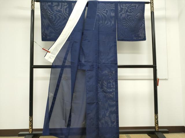 平和屋着物＊夏物　色無地　縦絽　扇面花紋紗　深縹色　やまと誂製　正絹　逸品　未使用　CABK0924ou