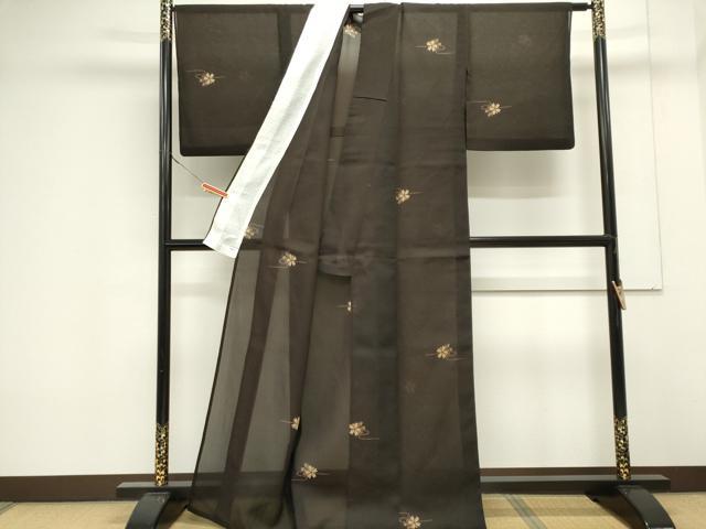 平和屋着物＊夏物　小紋　紗　舞桜文　正絹　逸品　CABK0925ou