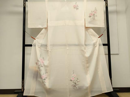 平和屋着物＊夏物　訪問着　絽　草花文　暈し染め　正絹　逸品　CABK0926ou