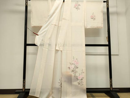 平和屋着物＊夏物　訪問着　絽　草花文　暈し染め　正絹　逸品　CABK0926ou