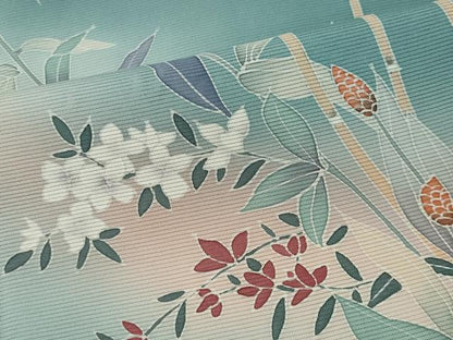 平和屋着物＊夏物　訪問着　絽　友禅　枝花文　暈し染め　金銀彩　正絹　逸品　CABK0928ou