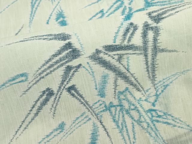平和屋着物＊夏物　小紋　紗　縮織　笹竹文　CABK0931ou