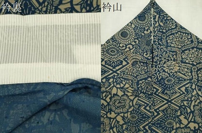 平和屋着物＊夏物　本場阿波藍染　角田智造　小紋　紗紬　切嵌吉祥花文　正絹　逸品　CABK0933ou