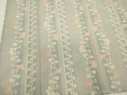 平和屋着物＊夏物　紗紬　花唐草間道　正絹　逸品　CABK0934ou