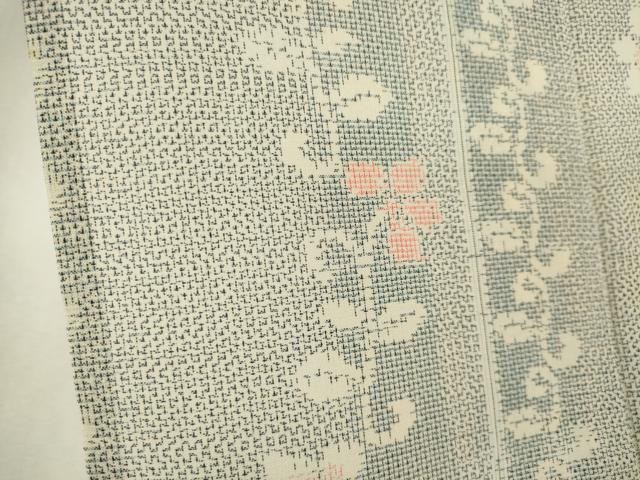 平和屋着物＊夏物　紗紬　花唐草間道　正絹　逸品　CABK0934ou