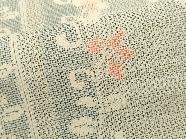 平和屋着物＊夏物　紗紬　花唐草間道　正絹　逸品　CABK0934ou