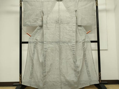 平和屋着物＊夏物　本場小千谷ちぢみ　縞　麻　逸品　CABK0942ou