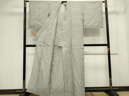 平和屋着物＊夏物　本場小千谷ちぢみ　縞　麻　逸品　CABK0942ou