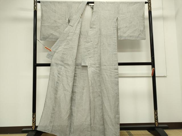 平和屋着物＊夏物　本場小千谷ちぢみ　縞　麻　逸品　CABK0942ou