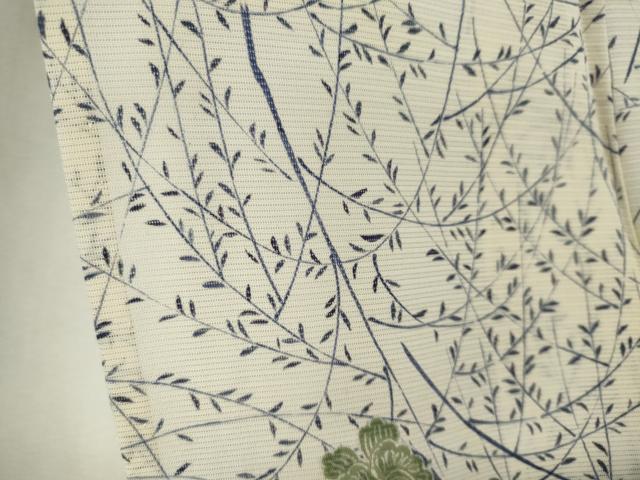 平和屋着物＊夏物　小紋　絽　舞蝶草木文　三越扱い　反端付き　正絹　逸品　CABK0945ou