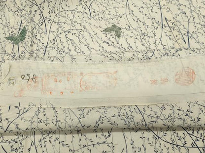 平和屋着物＊夏物　小紋　絽　舞蝶草木文　三越扱い　反端付き　正絹　逸品　CABK0945ou