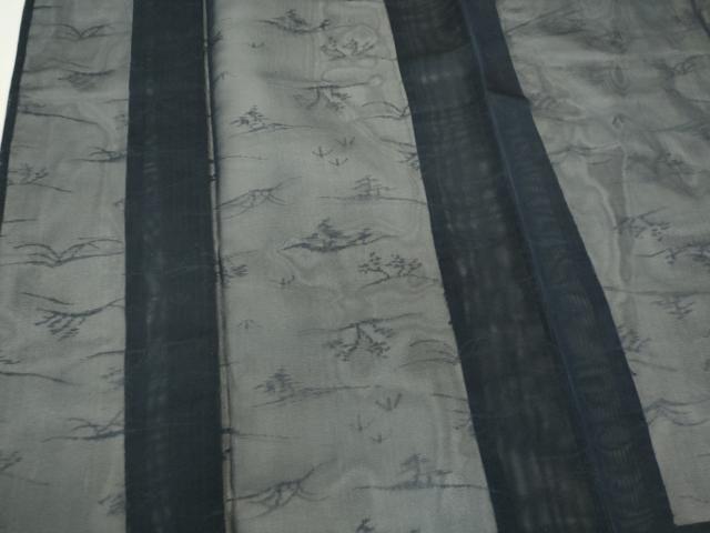 平和屋着物＊夏物　色無地　草木紋紗　紺青色　正絹　逸品　CABK0952ou