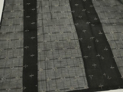 平和屋着物＊夏物　お召　紗　格子柄　黒地　正絹　逸品　CABK0954ou