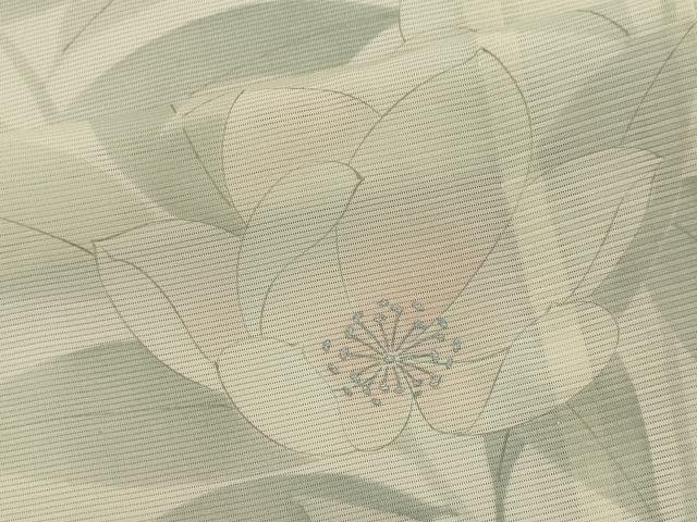 平和屋着物＊夏物　小紋　絽　手描き　草花文　暈し染め　銀彩　正絹　逸品　CABK0956ou