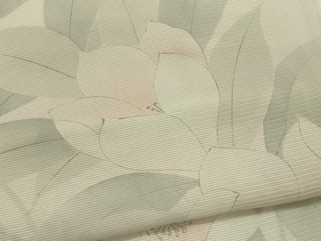 平和屋着物＊夏物　小紋　絽　手描き　草花文　暈し染め　銀彩　正絹　逸品　CABK0956ou